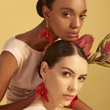 Orquídea Roja Earrings